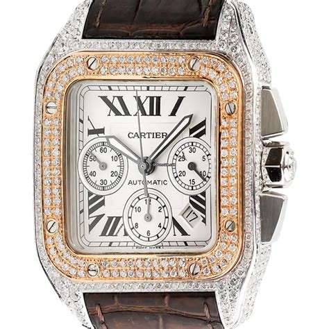 cartier santos vintage gold|cartier santos 100 diamond bezel.